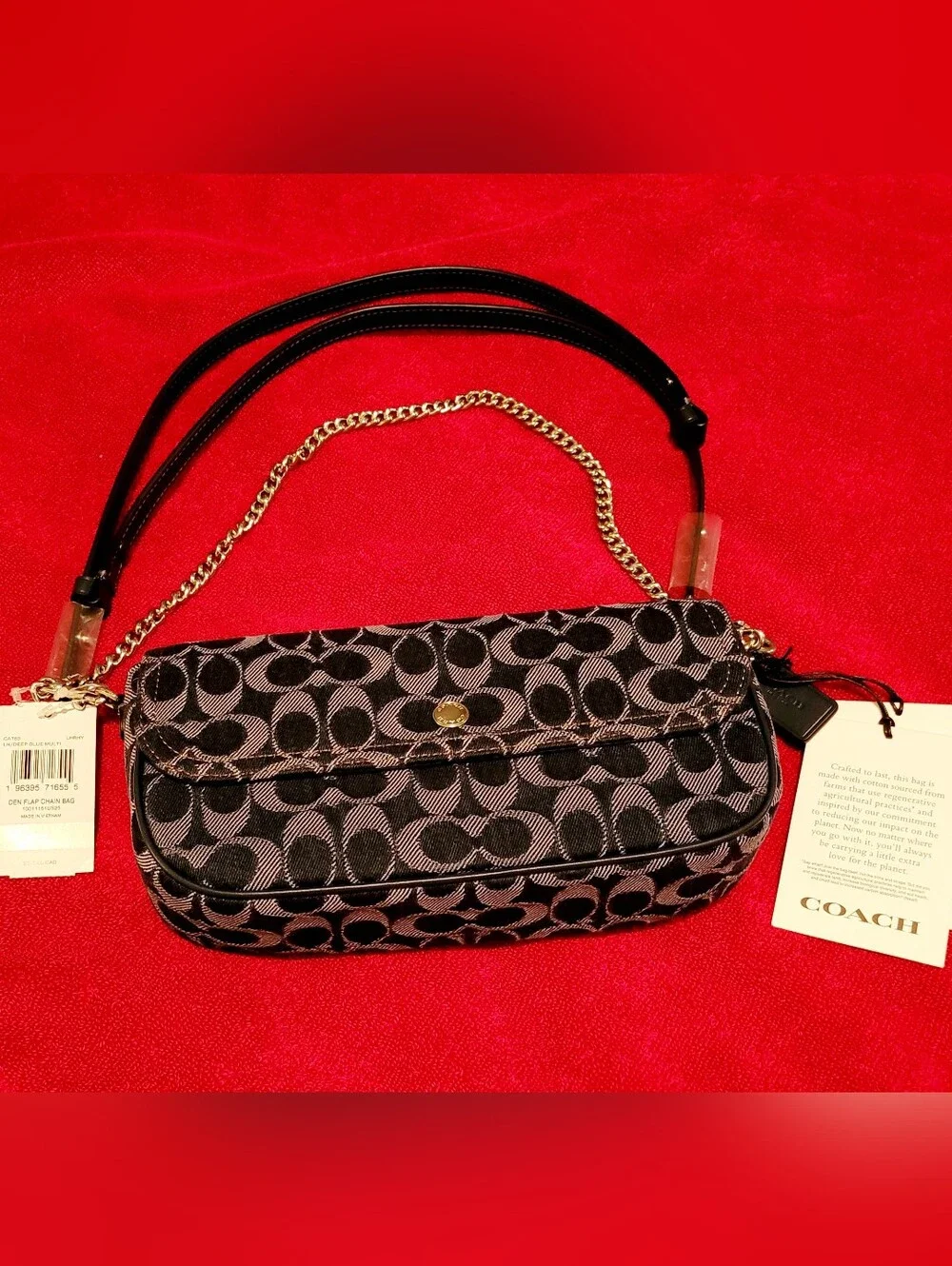Coach Brook Flap Chain Bag In Blue Signature Denim